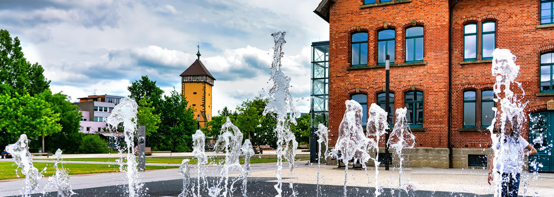 Noah Jigsaw Puzzle Water fountains in the Bürgerpark ( public park) of Reutlingen, Germany panorama 1000 pieces