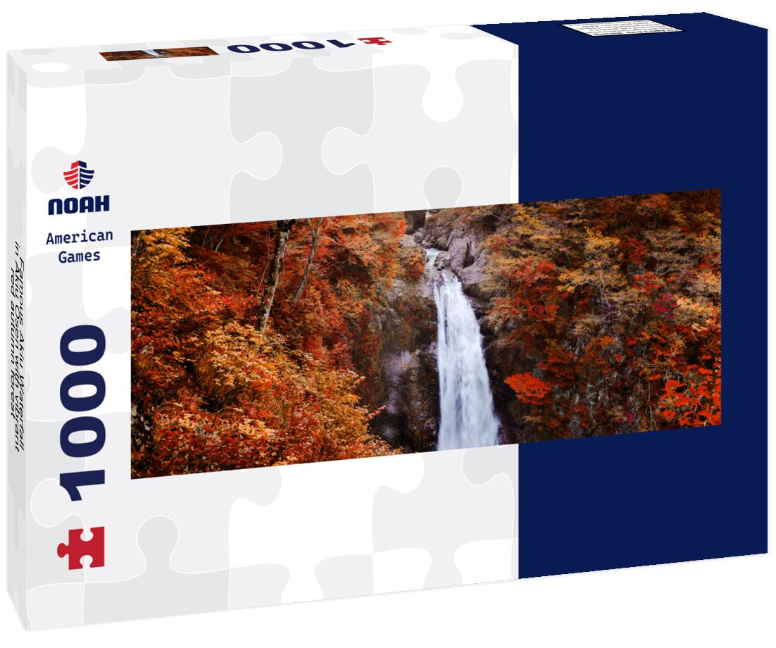 Noah Jigsaw Puzzle Famous Akiu Waterfall in Akiu Osen with vibrant red autumn forest, Sendai - Japan panorama 1000 pieces