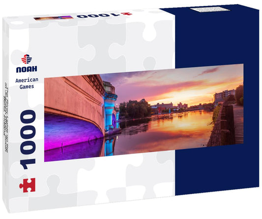 Noah Jigsaw Puzzle The River Lights on the St Jospeph River, South Bend, Indiana panorama 1000 pieces