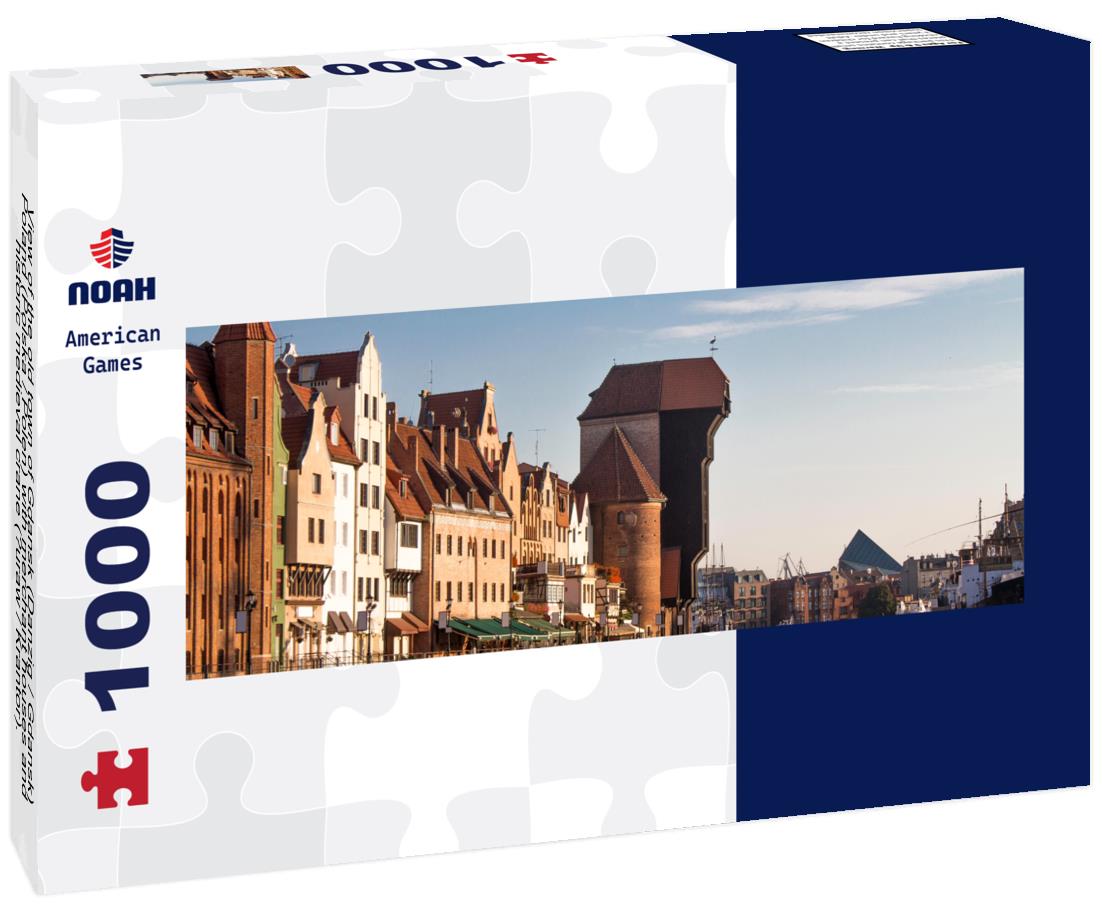 Noah Jigsaw Puzzle View of the old town of Gdansk (Danzig / Gdansk), Poland (Polska / Polen) with merchant houses and historic medieval crane (Zuraw / Krantor). Nice quiet morning on the Motlava (Motlawa) river panorama 1000 pieces