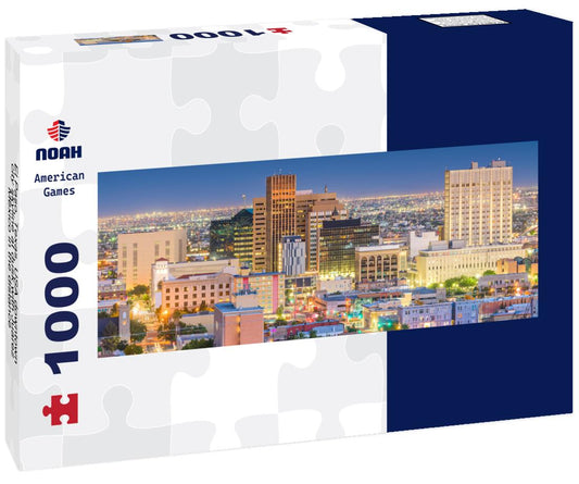 Noah Jigsaw Puzzle El Paso, Texas, USA downtown city skyline at dusk with Juarez, Mexico in the distance panorama 1000 pieces
