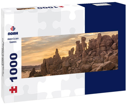 Noah Jigsaw Puzzle Sandstone pinnacles in the Sahara desert at sunset, Chad, Africa panorama 1000 pieces