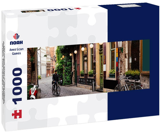 Noah Jigsaw Puzzle Old narrow street in Gent (Gent), Belgium. Architecture and landmark of Gent. Cozy cityscape of Gent panorama 1000 pieces