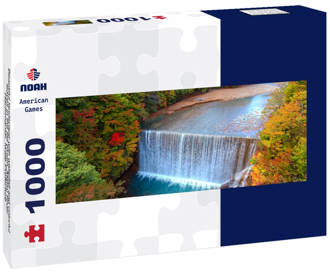 Noah Jigsaw Puzzle Beautiful landscape with waterfall and colorful leaves in the fall bloom. Matsu River, Hachimantai, Iwate Prefecture panorama 1000 pieces