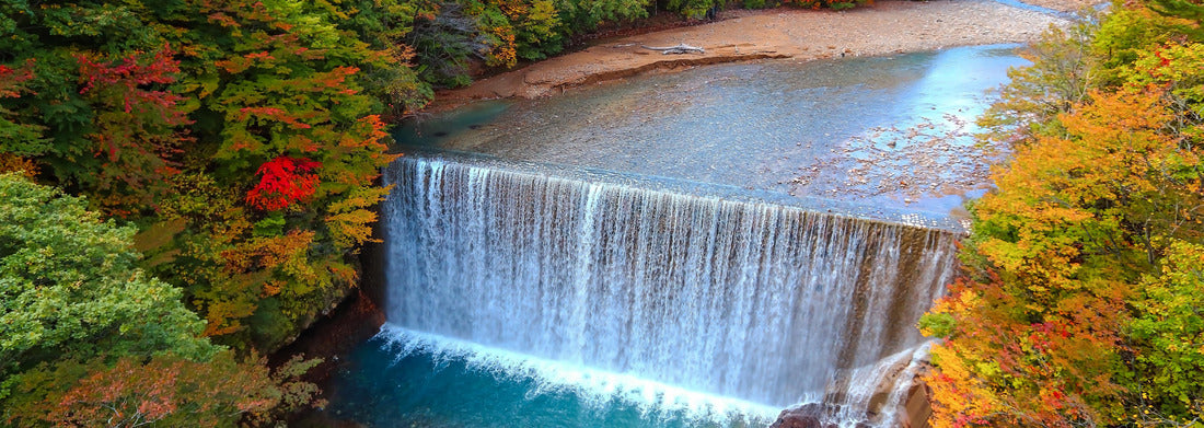 Noah Jigsaw Puzzle Beautiful landscape with waterfall and colorful leaves in the fall bloom. Matsu River, Hachimantai, Iwate Prefecture panorama 1000 pieces