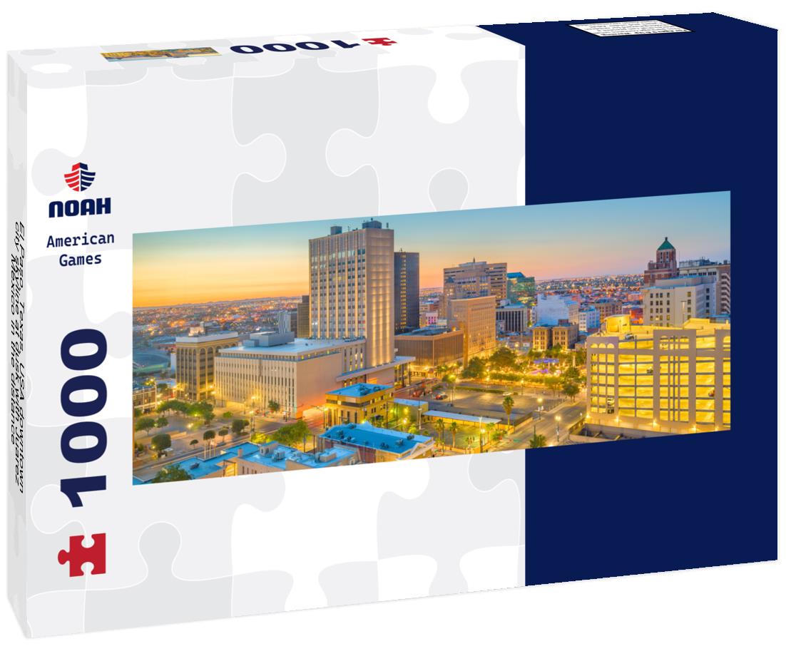 Noah Jigsaw Puzzle El Paso, Texas, USA downtown city skyline at dusk with Juarez, Mexico in the distance panorama 1000 pieces