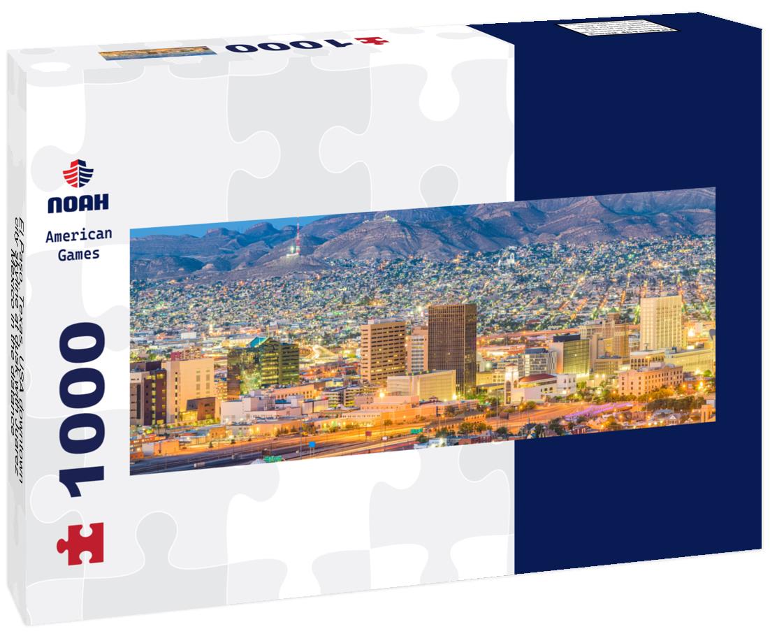 Noah Jigsaw Puzzle El Paso, Texas, USA downtown city skyline at dusk with Juarez, Mexico in the distance panorama 1000 pieces