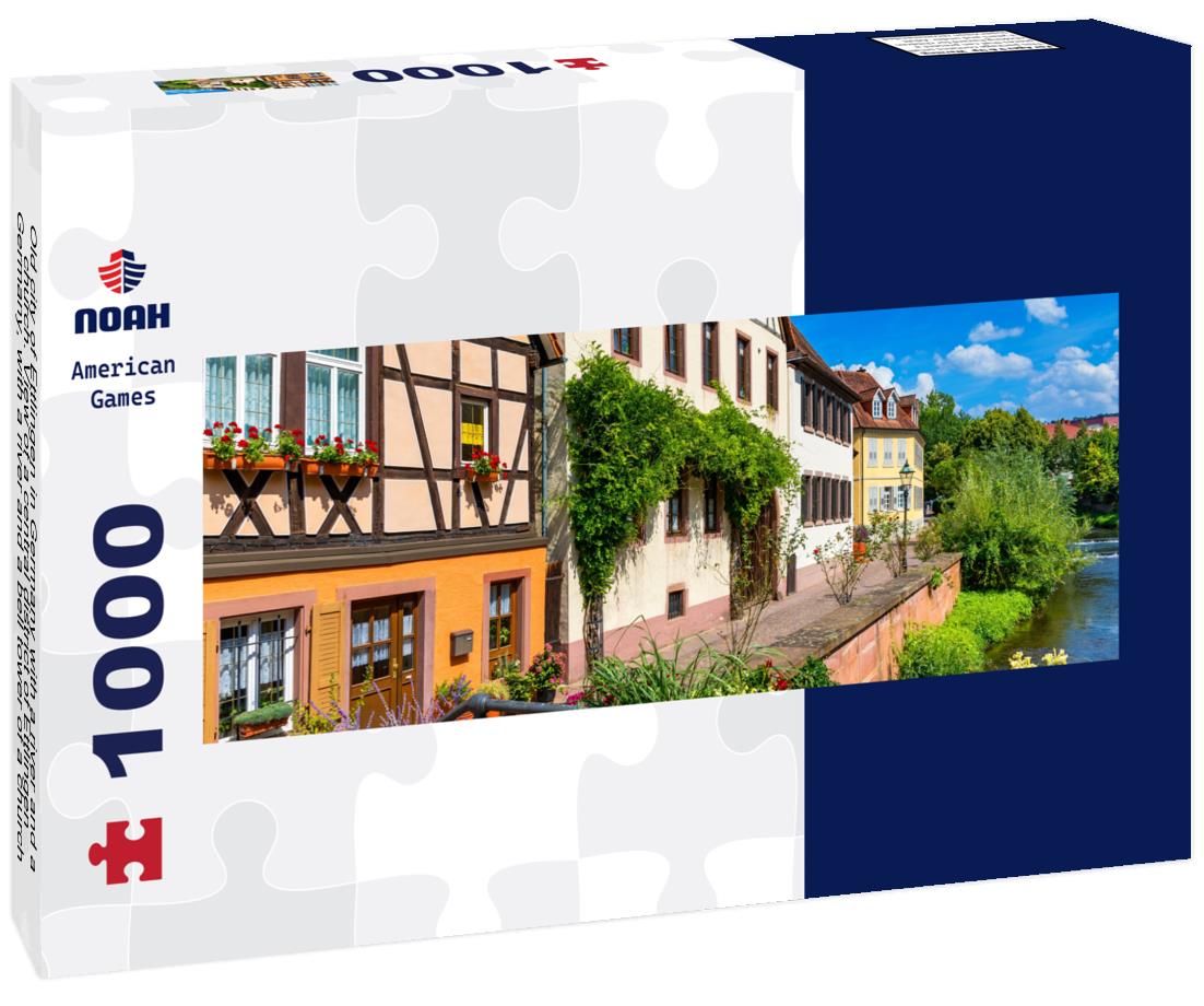 Noah Jigsaw Puzzle Old city of Ettlingen in Germany with a river and a church. View of a central district of Ettlingen, Germany, with a river and a bell tower of a church panorama 1000 pieces