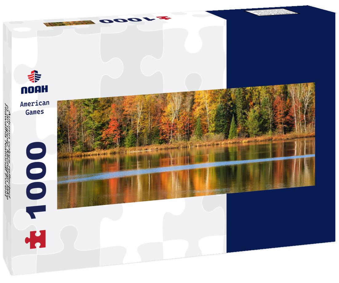 Noah Jigsaw Puzzle Autumn colors reflected in an upper Michigan lake, Hiawatha National Forest near Munising panorama 1000 pieces