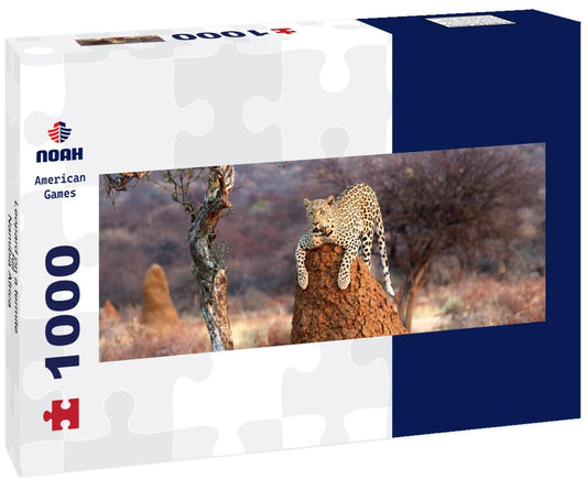 Noah Jigsaw Puzzle Leopard on a termite hill - Namibia Africa panorama 1000 pieces
