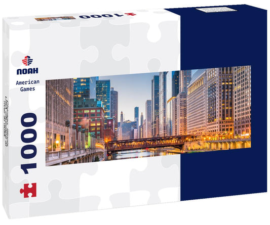 Noah Jigsaw Puzzle Chicago, Illinois, USA cityscape at river at dusk panorama 1000 pieces
