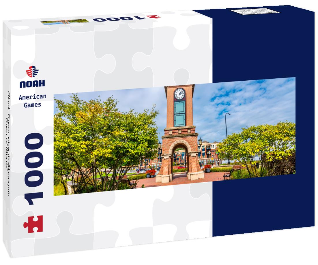 Noah Jigsaw Puzzle Clock Tower view in Algonquin Town of Illinois panorama 1000 pieces