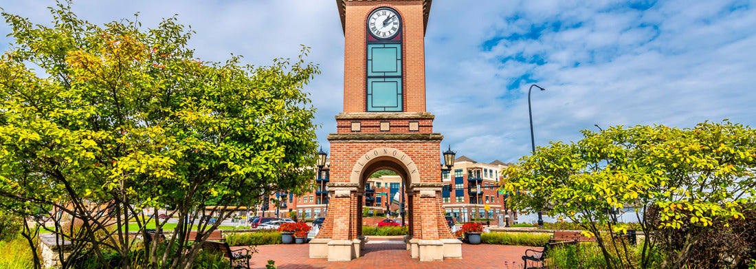 Noah Jigsaw Puzzle Clock Tower view in Algonquin Town of Illinois panorama 1000 pieces
