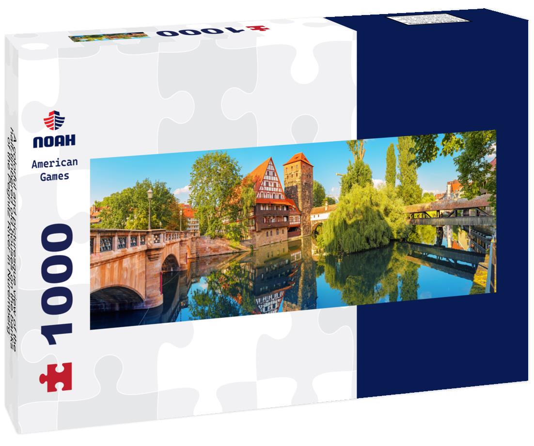 Noah Jigsaw Puzzle A colorful and picturesque view of the half-timbered old houses on the banks of the Pegnitz River in Nuremberg panorama 1000 pieces