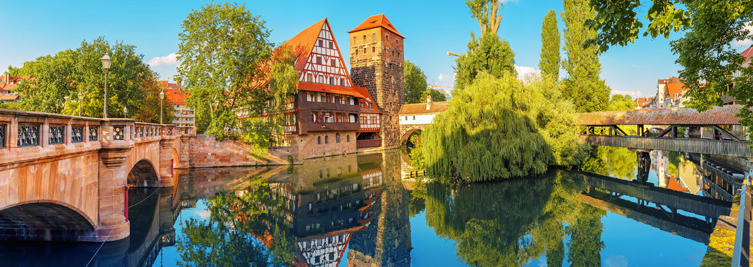 Noah Jigsaw Puzzle A colorful and picturesque view of the half-timbered old houses on the banks of the Pegnitz River in Nuremberg panorama 1000 pieces