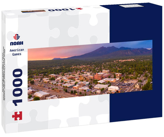 Noah Jigsaw Puzzle Blue and Orange color swirls around in the clouds at sunset over Flagstaff Arizona panorama 1000 pieces