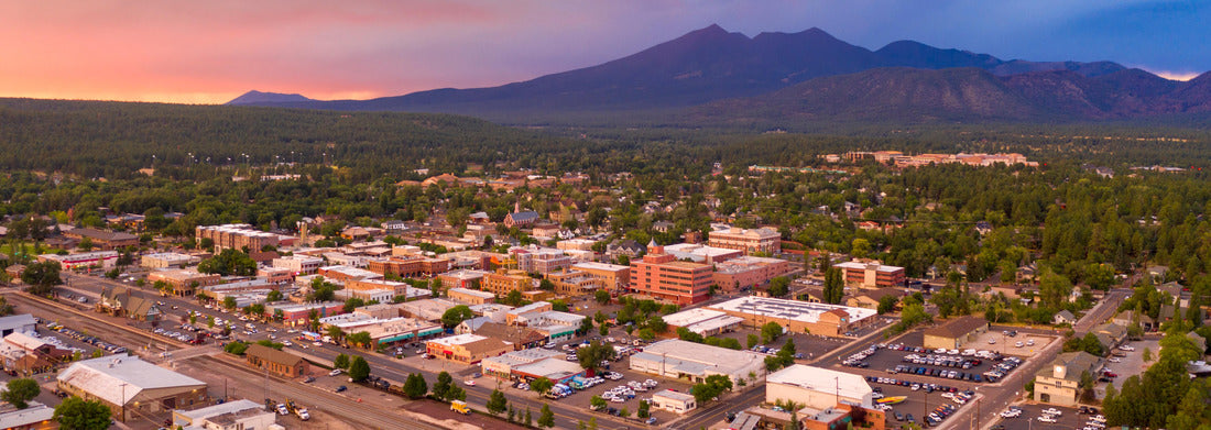 Noah Jigsaw Puzzle Blue and Orange color swirls around in the clouds at sunset over Flagstaff Arizona panorama 1000 pieces