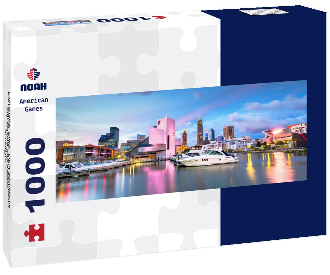 Noah Jigsaw Puzzle Cleveland, Ohio, USA downtown city skyline and harbor at twilight panorama 1000 pieces