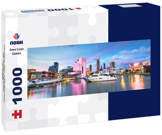 Noah Jigsaw Puzzle Cleveland, Ohio, USA downtown city skyline and harbor at twilight panorama 1000 pieces