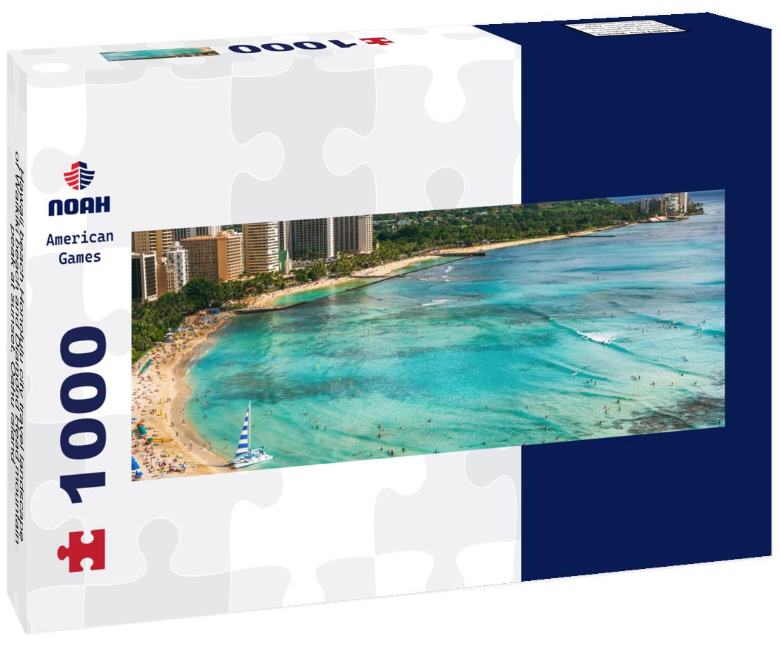 Noah Jigsaw Puzzle Hawaii beach Honolulu city travel landscape of Waikiki beach and Diamond Head mountain peak at sunset, Oahu island panorama 1000 pieces