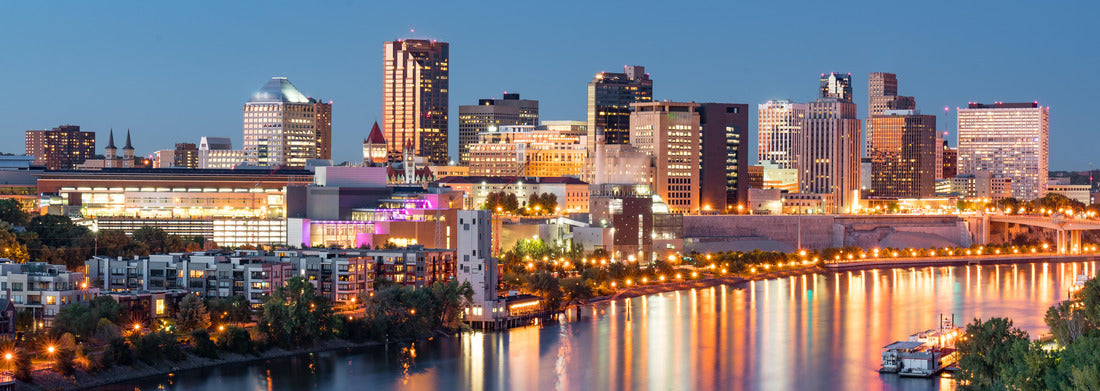 St. Paul, Minnesota night skyline along the Mississippi River 1000pc Panoramic Puzzle