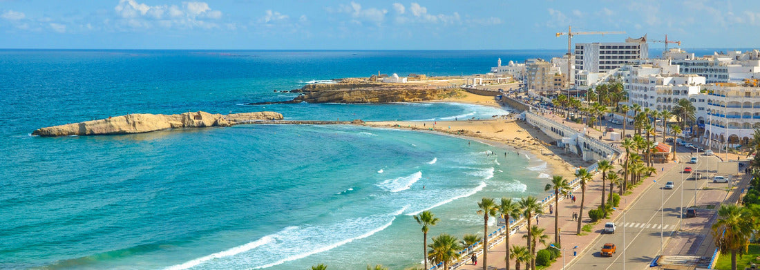 Noah Jigsaw Puzzle View of the city and the coast from the fortress tower, Monastir, Tunisia panorama 1000 pieces