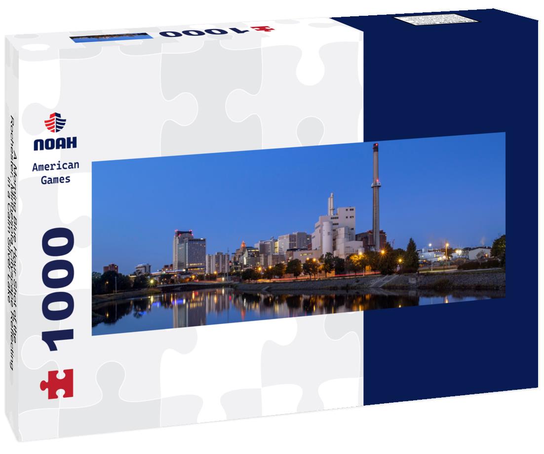 Noah Jigsaw Puzzle A Morning Blue Hour Shot of the Rochester, Minnesota Cityscape Reflecting in a Calm Silver Lake panorama 1000 pieces