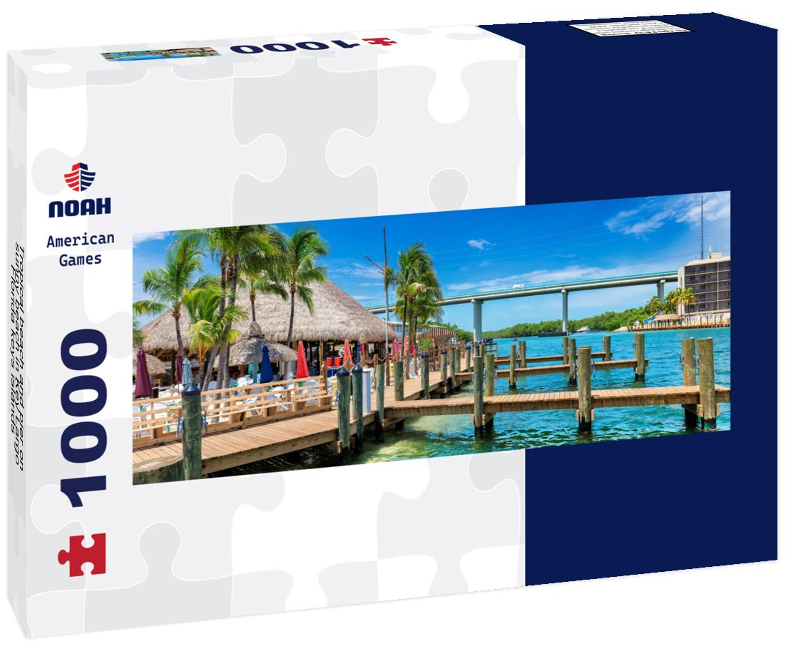 Noah Jigsaw Puzzle Tropical beach and pier on sunny beach in Key Largo, Florida keys islands panorama 1000 pieces