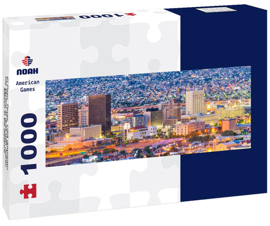 Noah Jigsaw Puzzle El Paso, Texas, USA downtown city skyline at dusk with Juarez, Mexico in the distance panorama 1000 pieces