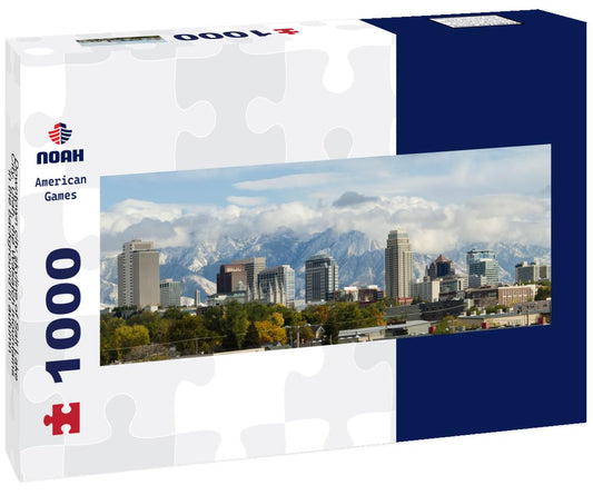 Noah Jigsaw Puzzle Downtown city skyline of Salt Lake City, Utah, the Wasatch mountains in the background in autumn panorama 1000 pieces