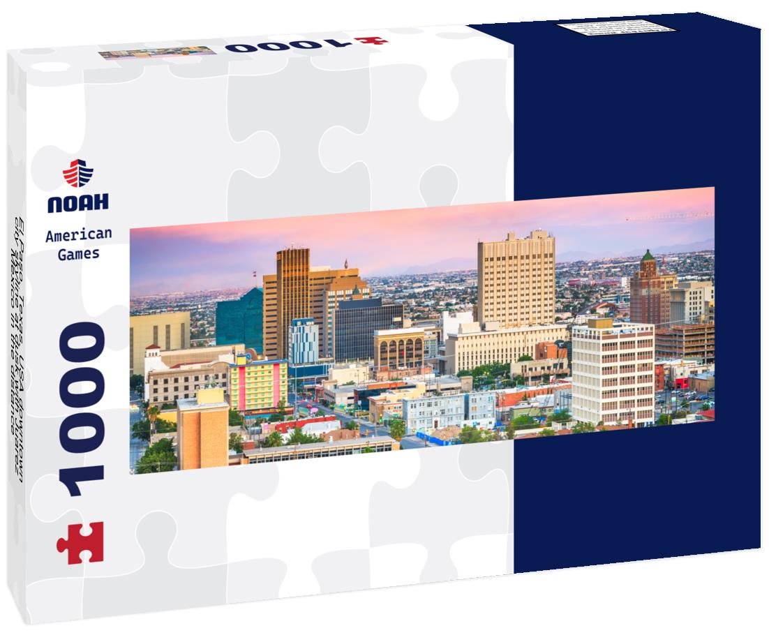 Noah Jigsaw Puzzle El Paso, Texas, USA downtown city skyline at dusk with Juarez, Mexico in the distance panorama 1000 pieces