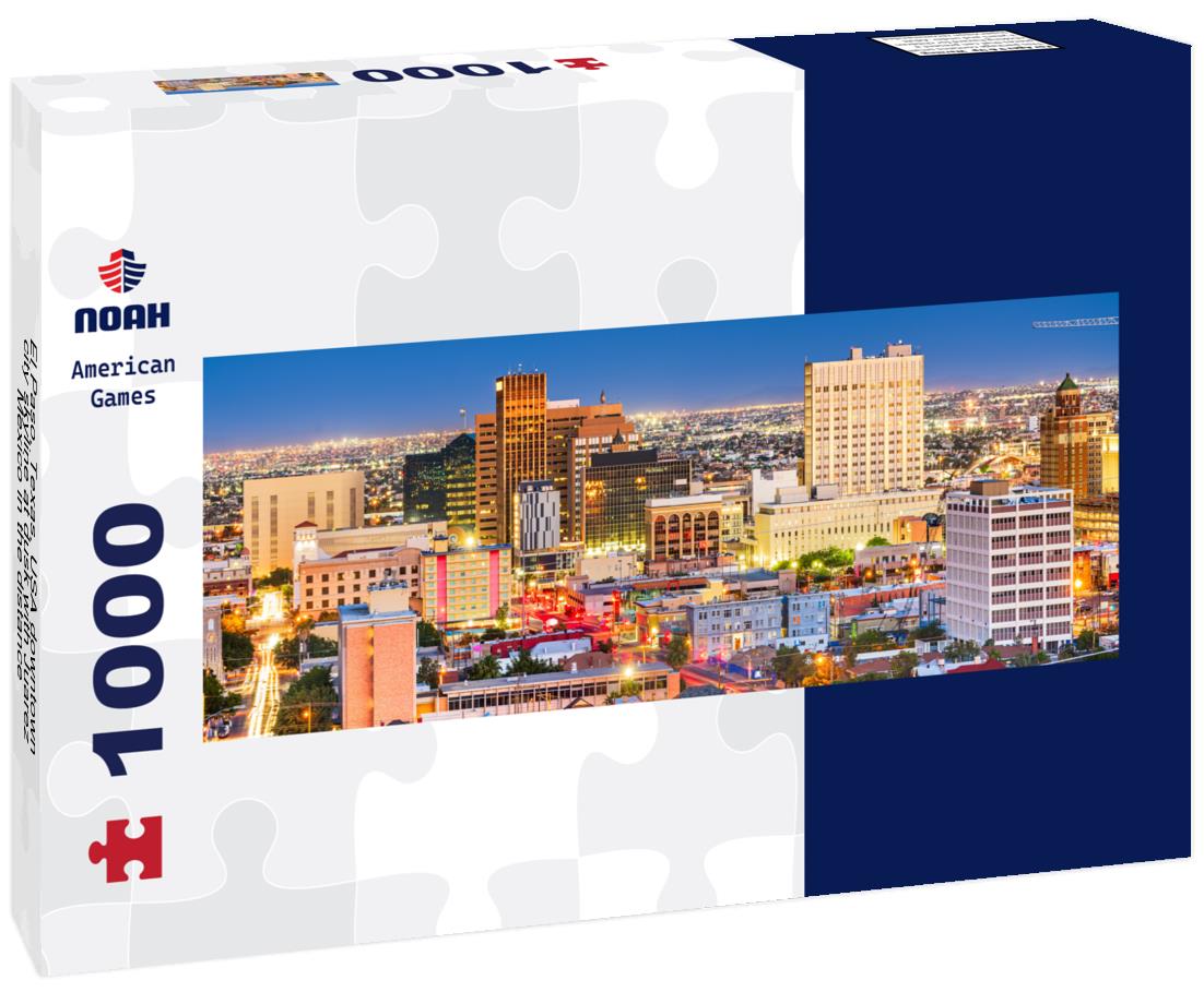 Noah Jigsaw Puzzle El Paso, Texas, USA downtown city skyline at dusk with Juarez, Mexico in the distance panorama 1000 pieces