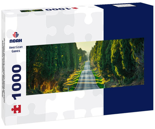 Noah Jigsaw Puzzle Bolgheri famous cypress trees straight ahead boulevard landscape. Maremma emblem, Tuscany, Italy panorama 1000 pieces