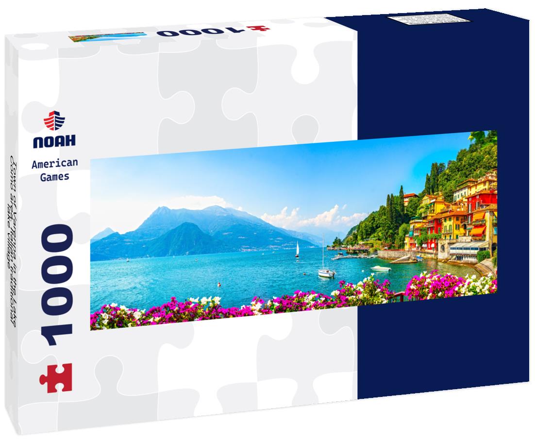 Noah Jigsaw Puzzle Town of Varenna in the Lake Como area. Italian traditional lake village panorama 1000 pieces