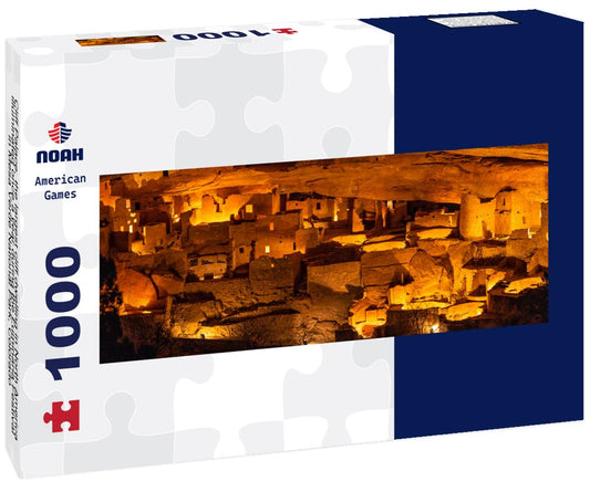 Noah Jigsaw Puzzle Cliff Palace, the largest cliff dwelling in North America, illuminated once a year during the Luminaria Festival in Mesa Verde National Park, Colorado panorama 1000 pieces