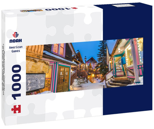 Noah Jigsaw Puzzle Breckenridge, Colorado, USA downtown streets at dusk in winter with holiday lights panorama 1000 pieces