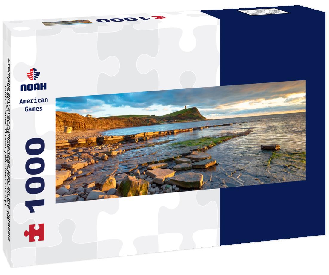 Noah Jigsaw Puzzle Dramatic sky over Kimmeridge Bay on the Jurassic Coast of Dorset, looking out to Hen Cliff with Clavel Tower perched on top panorama 1000 pieces
