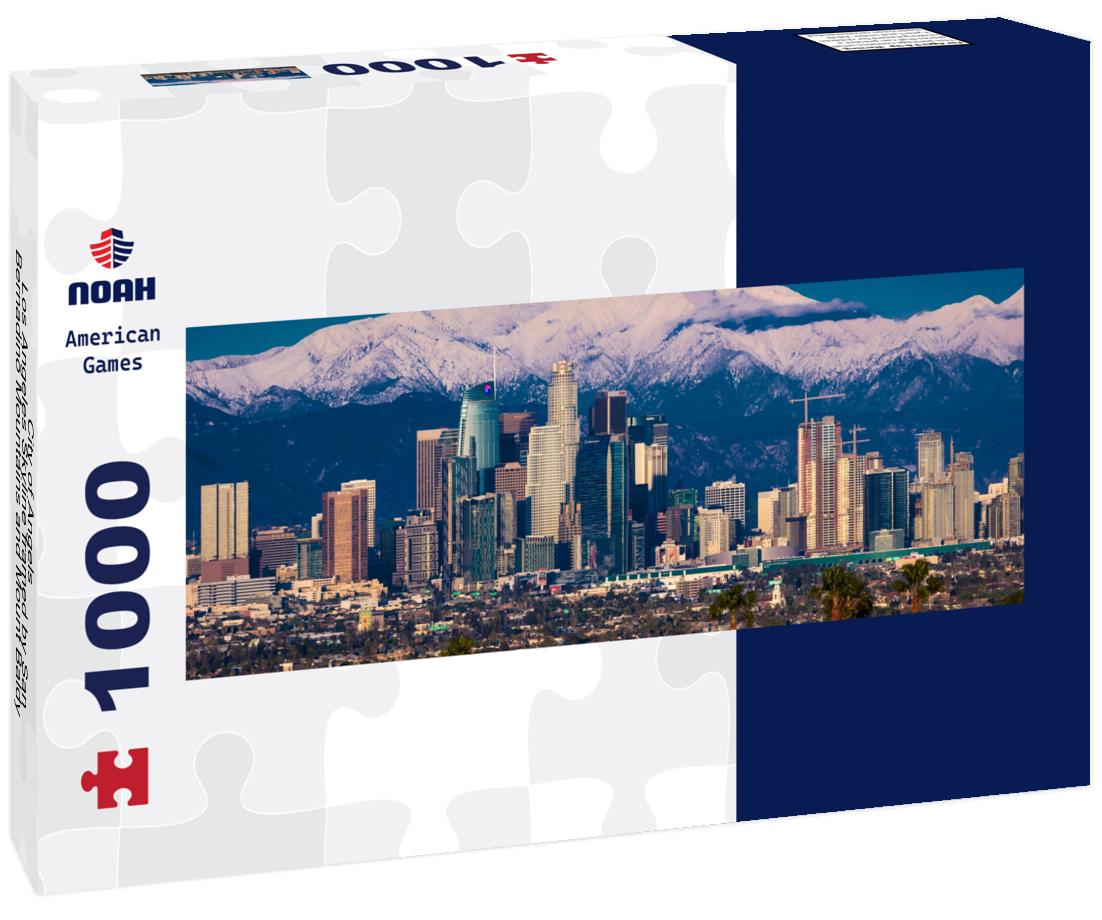 Noah Jigsaw Puzzle City of Angels - Los Angeles Skyline framed by San Bernadino Mountains and Mount Baldy with fresh snow from Kenneth Hahn State Park panorama 1000 pieces