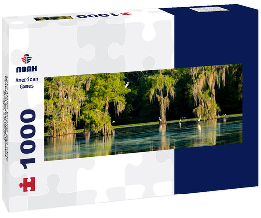 Noah Jigsaw Puzzle Lake Martin Swamp and white Egrets in spring near Breaux Bridge, Louisiana panorama 1000 pieces