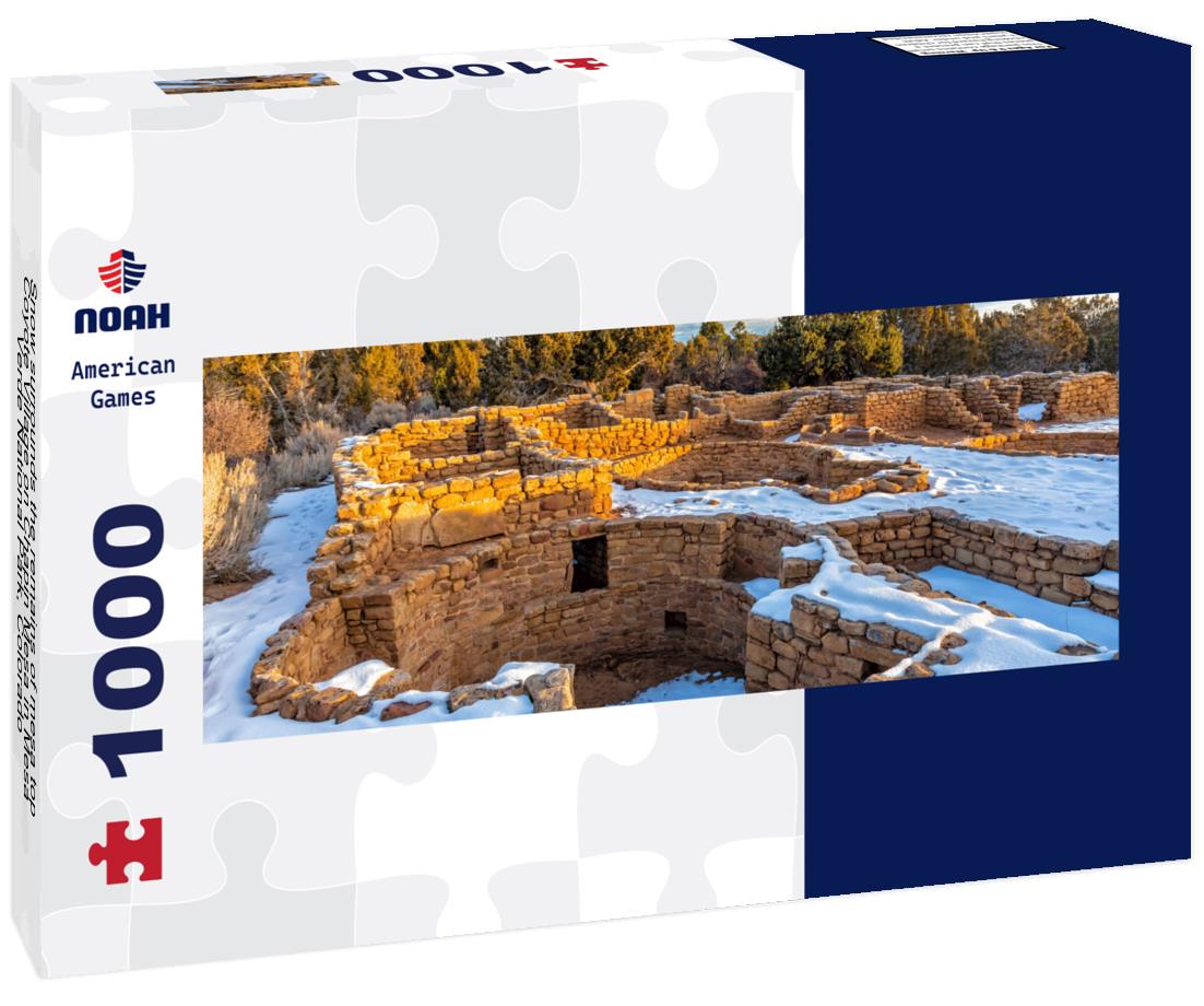 Noah Jigsaw Puzzle Snow surrounds the remains of mesa top Coyote Village on Chapin Mesa in Mesa Verde National Park, Colorado panorama 1000 pieces