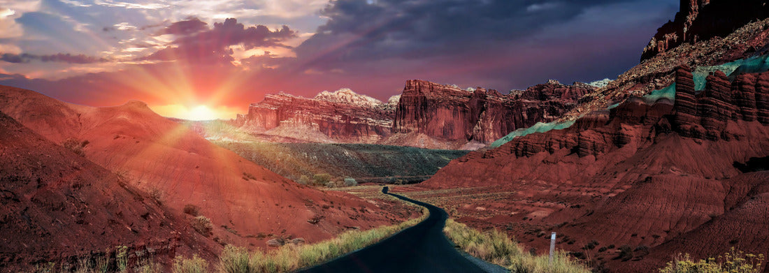 Noah Jigsaw Puzzle Sunset in Capitol Reef National Park over the scenic highway valley near Fruita, Utah USA panorama 1000 pieces