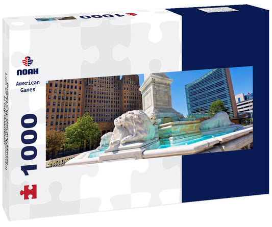 Noah Jigsaw Puzzle Buffalo City Hall and Marble Lion Of The McKinley Monument in city downtown panorama 1000 pieces