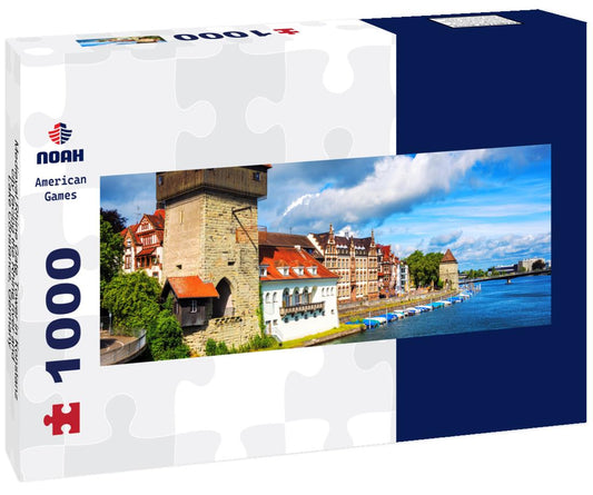 Noah Jigsaw Puzzle Medieval Rhine Gate Tower in Konstanz city facing the Rhine river and Lake Constance, Germany panorama 1000 pieces