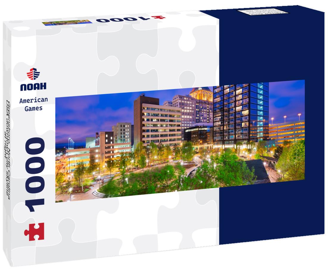 Noah Jigsaw Puzzle Greensboro, North Carolina, USA downtown city skyline at night panorama 1000 pieces