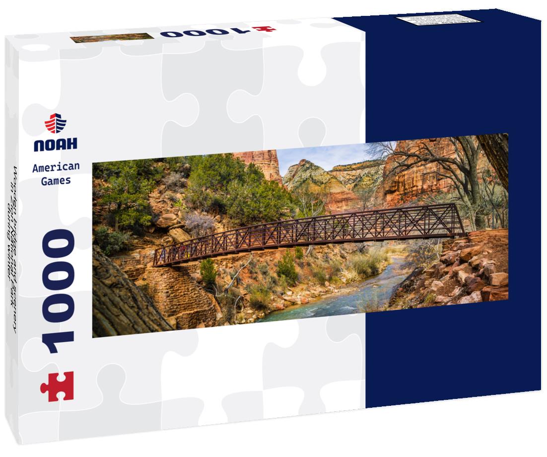 Noah Jigsaw Puzzle Wooden bridge and scenery in Zion National Park during winter panorama 1000 pieces