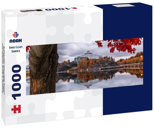 Noah Jigsaw Puzzle A beautiful red maple frames the shores of Ramsey Lake and Science North in Sudbury, ON panorama 1000 pieces