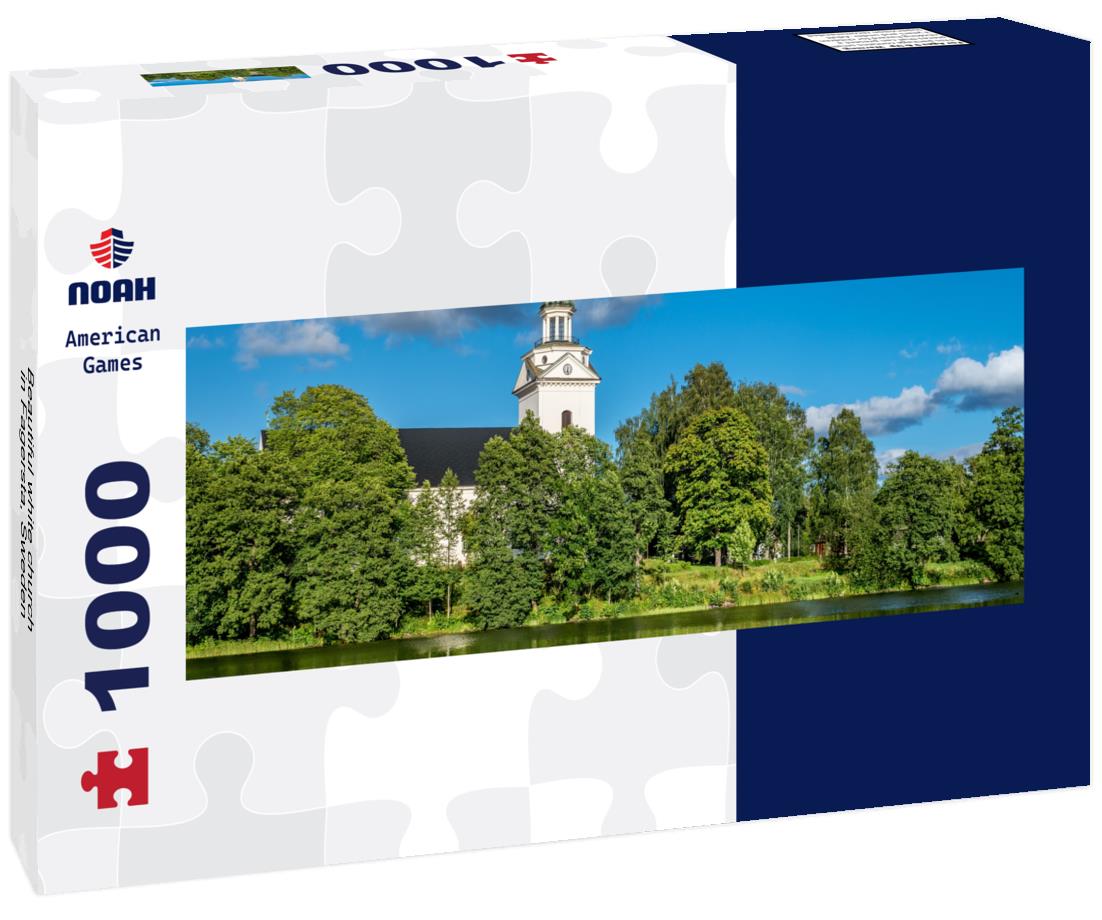 Noah Jigsaw Puzzle Beautiful white church in Fagersta, Sweden panorama 1000 pieces