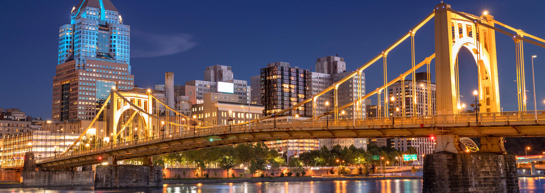 Noah Jigsaw Puzzle City skyline view over the Allegheny River and Roberto Clemente Bridge in downtown Pittsburgh Pennsylvania USA panorama 1000 pieces