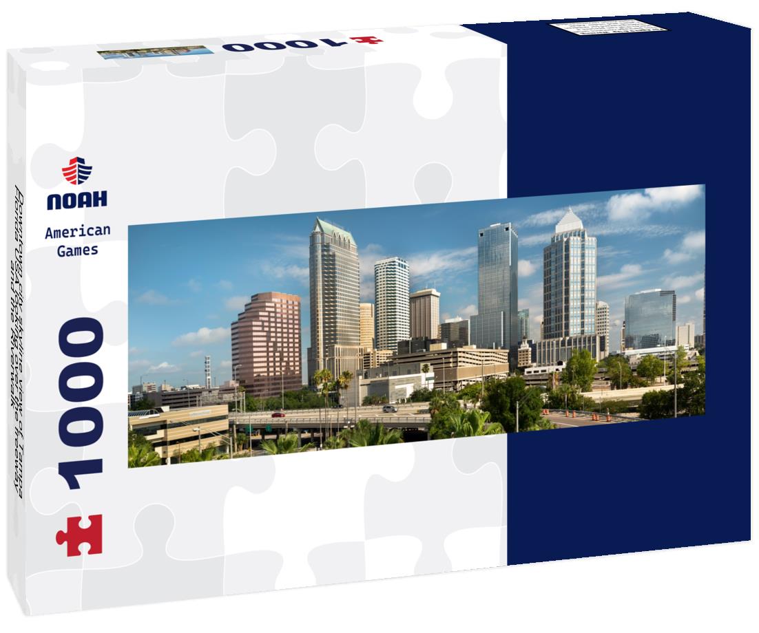 Noah Jigsaw Puzzle Downtown city skyline view of Tampa Florida USA looking over the freeway and the Riverwalk panorama 1000 pieces