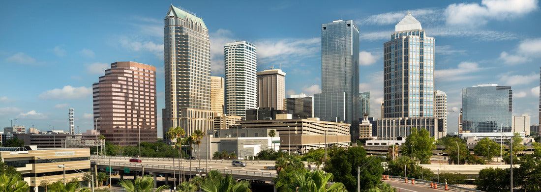 Noah Jigsaw Puzzle Downtown city skyline view of Tampa Florida USA looking over the freeway and the Riverwalk panorama 1000 pieces